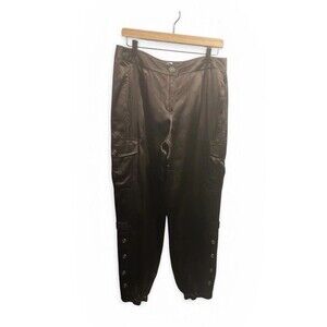 Chico’s Silk Cotton Pants Women’s Medium Chocolate Brown Cargo Joggers